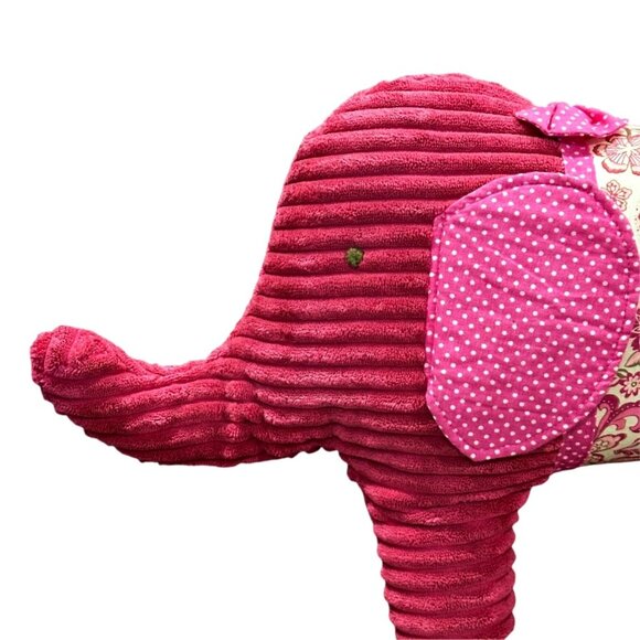 Pier 1 Imports Elephant Pillow Pink Floral Patchwork Corded Plush Bohemian India - Picture 4 of 7